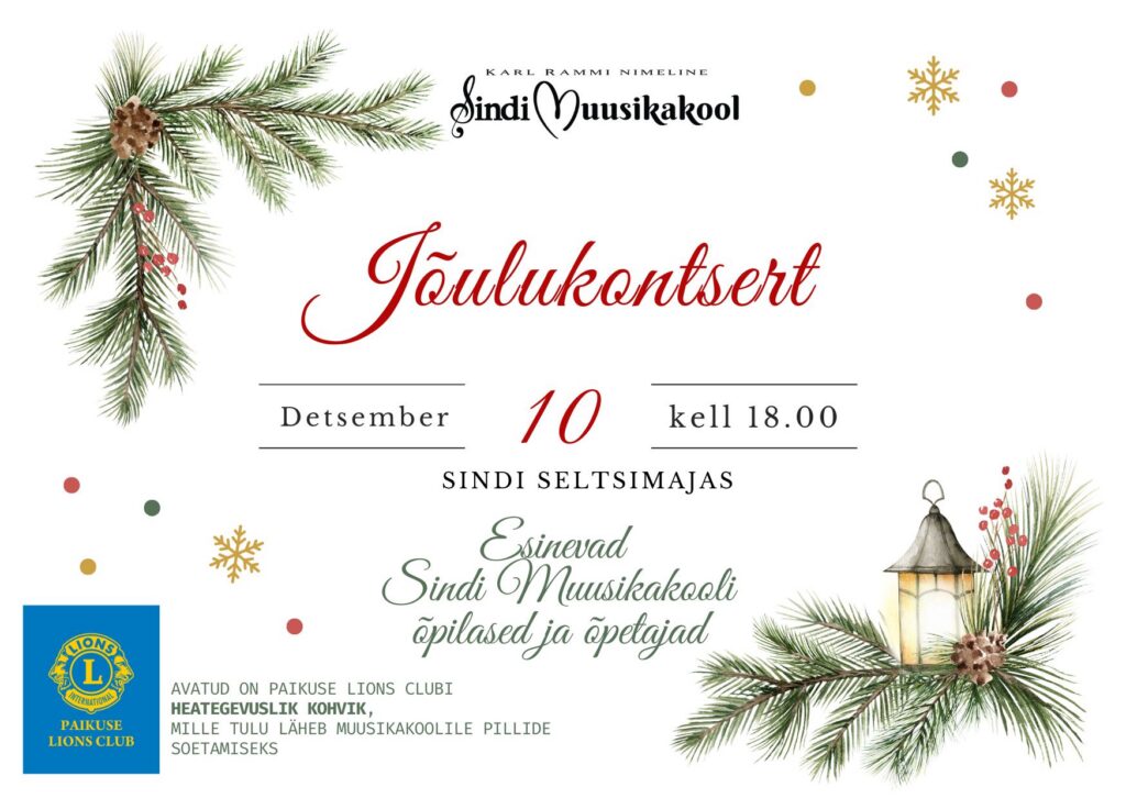 JÕULUKONTSERT 10. detsembril 18.00