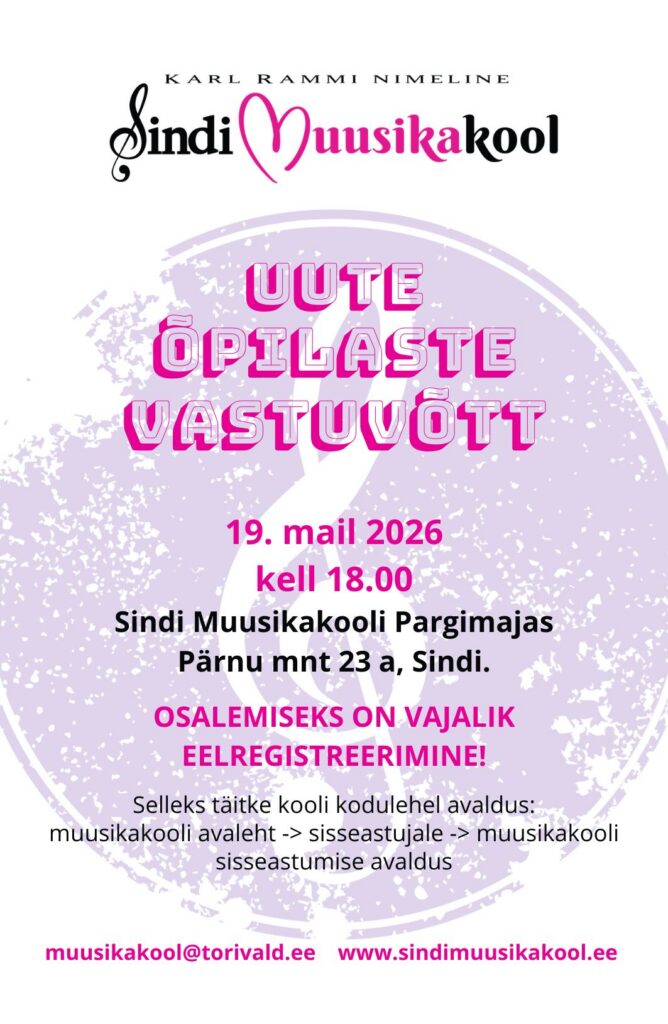Uute õpilaste vastuvõtt 19. mail kell 18.00